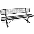 6FT Heavy Duty Park Bench with Back Portable Frame, Outdoor Metal Park Bench with Backrest, Steel Mesh Outdoor Bench for Garden, Lawn, Patio, Porch, Park, Yard (BLACK, 72.4" L x 23.2" W x 32.5" H)