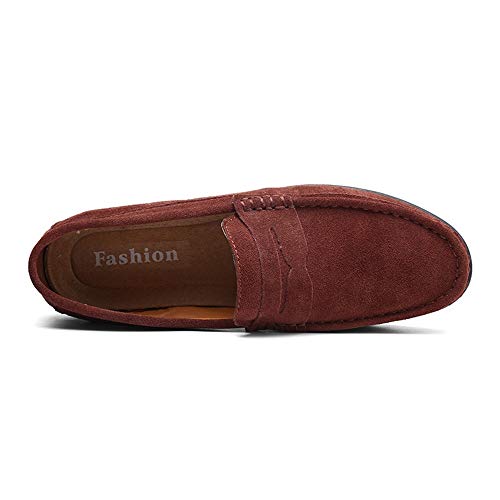 Men's Penny Loafer Suede Slip on Shoes Moc Toe Anti Slip Driving Shoes(Darkbrown,10 M US)3