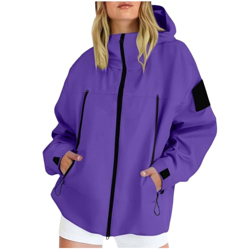 Rain Coats for Women Lightweight Waterproof Rain Jacket Outdoor Hiking Hooded Travel Jacket Windbreaker with Pocket