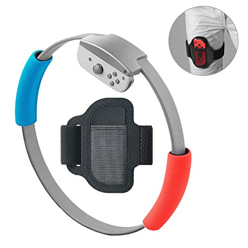Feicuan Poignées Ring-Con et Sangle de Fixation de Jambe pour Switch Ring Fit Adventure,élastique Ajustable Movement Leg Strap et Grips Sport dragonnes Kits d'accessoires pour Nintendo Switch Joycon