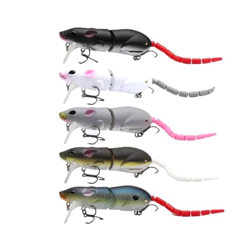 5pcs Spirebuzz Ratstrike Lure,Spirebuzz Ratstrike 3D Lifelike Rat Topwater Lure,Robotic Fishing Lure, Premium Bionic Spirebuzz Mouse Fishing Lure for Freshwater Saltwater Bass