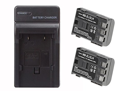 Replacement Battery (2-Pack) & Charger Set for Canon CB-2LW Camera - Replacement Canon NB-2LH Battery & Charger Kit