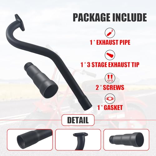 Image of 3 Stage Exhaust Header Pipe For Predator 79cc 98cc 3HP For Coleman CT100U Mini Bike Black