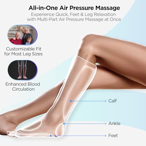 Image of Dr Physio USA Electric Air Compression Blood Circulation Massage Machine with Heat For Leg Foot Calf Massagers For Body Pain Relief-1030 (Black)