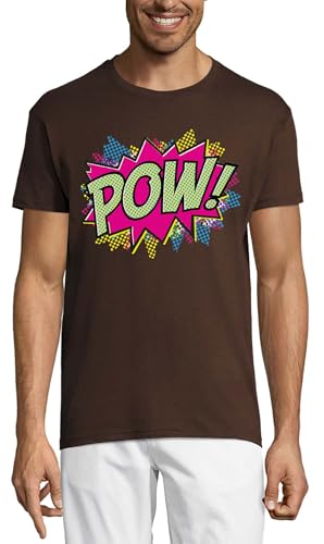 T-Shirt Homme Chocolat Super Hero POW en Coton Confortable