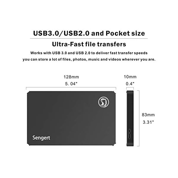 Externe Festplatte (1 TB, 2,5 Zoll / 6,35 cm), tragbar, USB 3.0 für PC, Mac, Laptop Schwarz schwarz 320GB – Bild 4