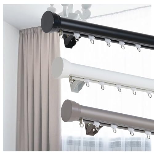 Sistema de riel de cortina de aluminio para divisor de habitación, juego de riel de cortina resistente con montaje en pared, color blanco, 480 cm, 4 x 120 cm, ideal para ventanas de 100 a 600 cm,