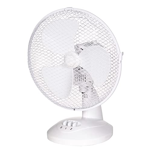 Russell Hobbs 9 Inch Portable Desk Fan 2 Speeds Wide-Angled Oscillation Quiet Operation Perfect for Bedroom or Office White - RHPDF0921