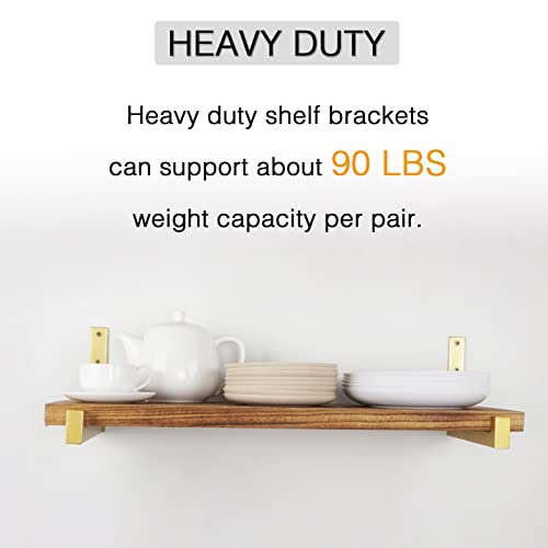 Ovov 6 Pack Metal Shelf Brackets Industrial Floating Shelf Bracket Wall Mounted Decorative（Gold 12"） #TOP4