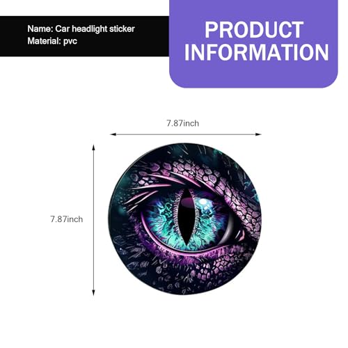 Image of 2 PCS Car Beast Eyes Decals, 3D Stereo Beast Eyes Stickers, Waterproof J-eep Round Light Decal, Cool Beast Eyes Light Decoration Stickers, Suitable for Wrangler and Most Cars (Perple Eyes)