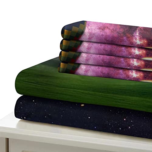Housse de couette microfbre imprimée 3D paysage drap de lit simple doux