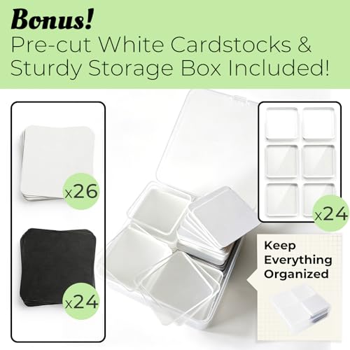 DELUOLUO 24 Pack Clear Acrylic Fridge Magnets - DIY Magnetic Photo Frames with Magnet & Adhesive Backing. Bulk Craft Kit Includes 26 Blank Cards & Organizer Box for Office Decor, Gifts & Art.