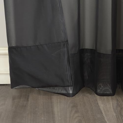 Image of No. 918 Emily Sheer Voile Rod Pocket Curtain Panel, 59 inch x 84 inch, Black