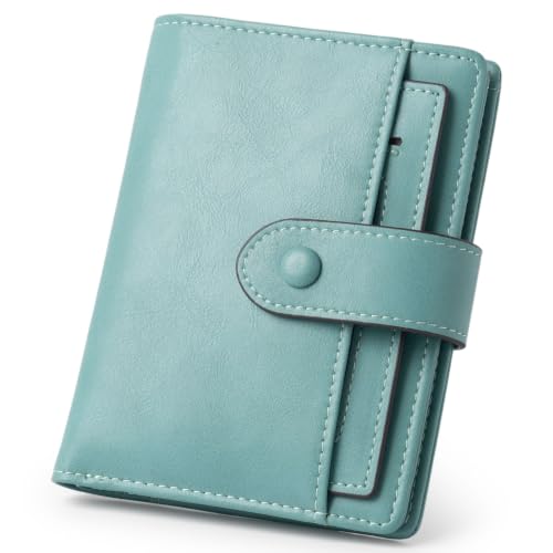 Image of Alldaily Small Slim RFID Blocking Leather Wallet for Women, Bifold with 10 Card Slots and Coin Pocket (Purist Blue)