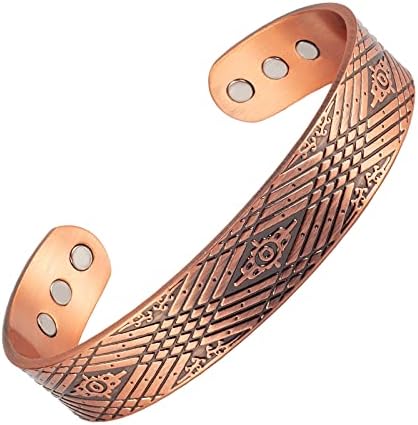 Bracciale magnetico da uomo in rame rosso, stile retrò europeo e americano, braccialetto di rame magnetico per gli uomini