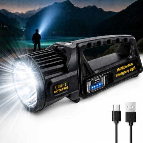 1300000 L Spotlight, Rechargeable Led Spotlight Flashlight with 350° Rotate Head, 9 Modes Super Bright Spot Lights Outdoor Handheld, IPX6 Waterproof Solar Flashlight for Emergencies - image 1