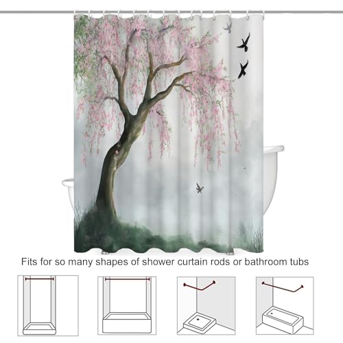 Rideau de douche polyester imperméable blanc 150x180 avec 12 crochets anti déchirure - 8