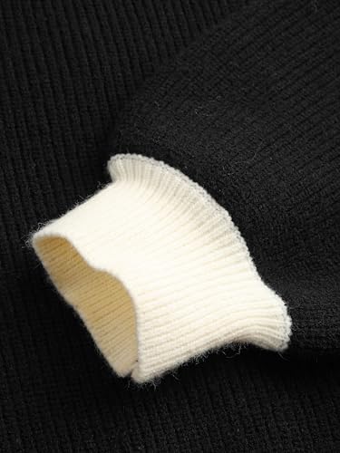 CIDER Knit Sweater Women Trendy Bow Crew Neck Long Sleeve Contrasting Pullover Oversized Fall Sweaters Top4