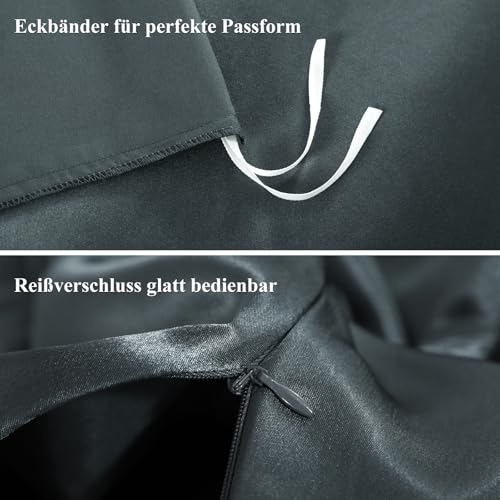 RUIKASI Satin Bettwäsche 135x200 Grau - Luxus Bettbezug mit Glanz wie Seiden Bettwäsche Set für Haar und Haut… – Ansicht 5