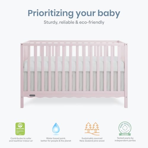 Image of Dream On Me Synergy Wave 5-in-1 Convertible Full Size Baby Crib, Pink