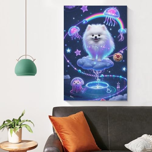 Cuadro en lienzo de perro Pomerania 50x75cm decoracion moderna para pared salon 4