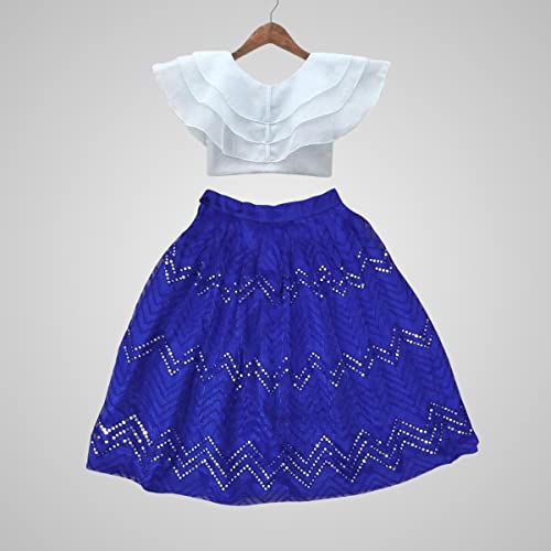 Image of Kids Girls Roll Up Sleevee Crop Top With Gorgeous Full Length Skirt