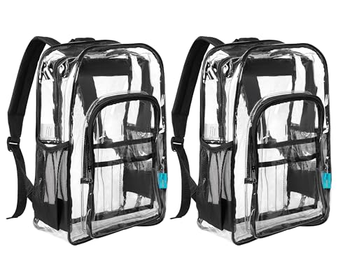 Image of Pack of 2 Clear Backpack Heavy Duty Thick PVC Transparent Backpack, Large Capacity See Through