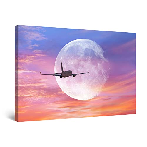 Startonight キャンバスウォールアート - トゥ・ザ・ムーン - リビングルーム用装飾絵画 80 x 120 CM
