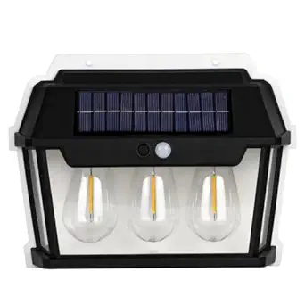 Keshal LED Bright Outdoor Solar Lights Wall lamp Wall Lights Outdoor, Wireless Dusk to Dawn Porch Lights Fixture, Solar Wall Lantern with 3 Modes & Motion Sensor, (Solar Wall 3Bulb Light)