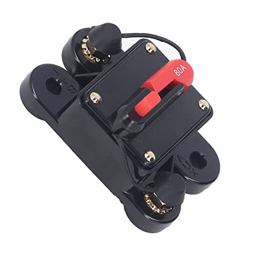 Okuyonic Circuit Breaker, Circuit Breaker Switch Overcurrent Protection Easy Installation Quick Response Dc 12‑48V Repeated Use 1/4In For Audio System(80A) #TOP4