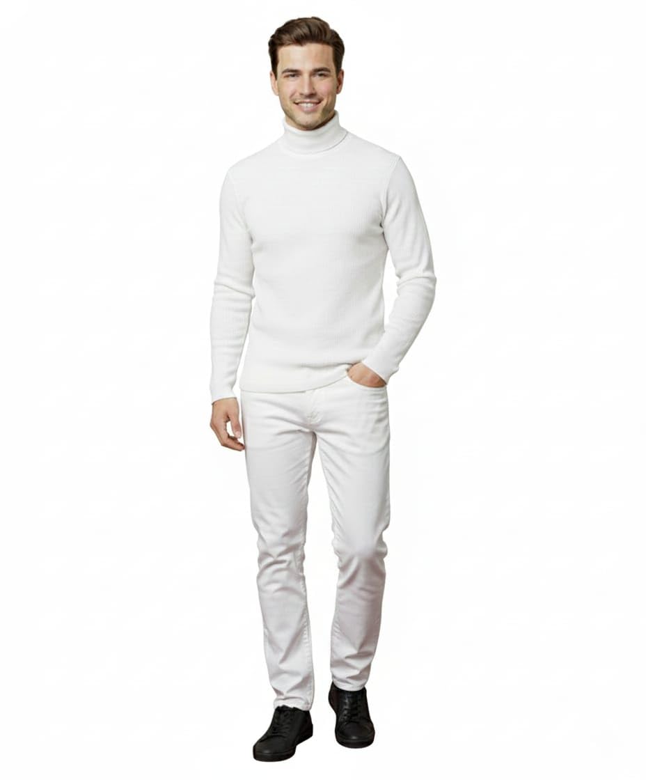 shoppi truck Stylish Full Sleeves High Neck Sweaters, Woolen Warm Fabric, Trendy Comfortable Wear for Men & Women(White)-picture-16