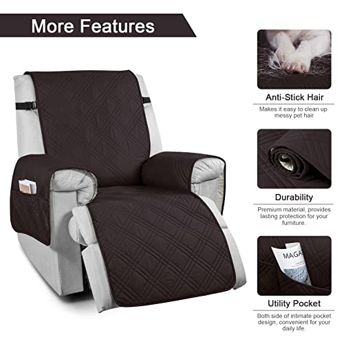 Taococo 100% Waterproof Recliner Chair Cover, Non Slip Recliner Covers For Recliner Chair With Pocket, Washable Reclining Chair Cover Furniture Protector For Kids, Pets(Recliner Chair, Coffe) #TOP4