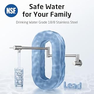 KES Pot Filler Faucet Brushed Nickel, 25.6" Over Stove Pot Filler with Heat-Resistant Cartridge, Kitchen Wall Mount Faucet with 360° Swing Arm, Stainless Steel, NSF Certified, KN926S24-BS