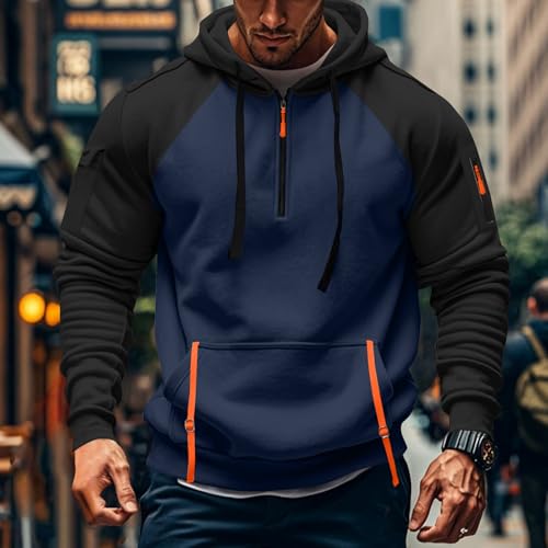 Quarter Zip Pullover Hoodie Mens Fashion Tactical Hooded Sweatshirt with Pockets, Outdoor Casual Workout Wear4
