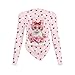 Gzzxiailg Hearts Rose Cat Womens Fashionable Basic Tees Long Sleeve Bodycon Bottoming Tops Irregular Hem Fall Clothes Slim Fit Thermal Tops Soft Underwear Plus Sizes Valentine's Day Outfits