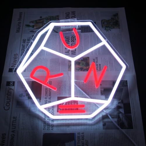 Image of Run Dice Neon Sign Retro Sci-Fi LED Light for Bedroom Game Room Decor Gifts