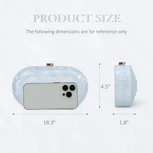 Image of Fecialy Acrylic Evening Clutch Bag for Women Shell Shape Handbags Marbling Purse Formal Party Bridal Wedding Crossbody Bag