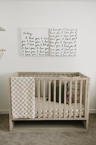 Image of Mebie Baby Muslin Quilt, Taupe Checkered, 100% Baby Blankets for Girls and Boys, Muslin Baby Blanket for Newborns, Babies, Toddler, 47 inchx47 inch