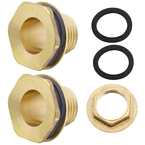 RtottiM Brass Water Tank Connector 1/2" Male Brass Bulkhead Pipe Fitting DN15 (NPT 1/2 inch) for Taps Water Butts Water Tanks Cover