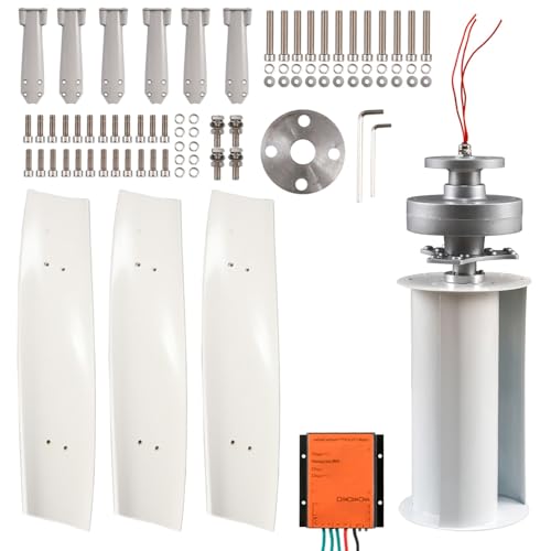 Kit generatore Eolico con regolatore di Carica, apparecchiatura per la Produzione di elettricità Verticale, Kit generatore Eolico ad ASSE Verticale da 100W/200W con regolatore – Sistema di e