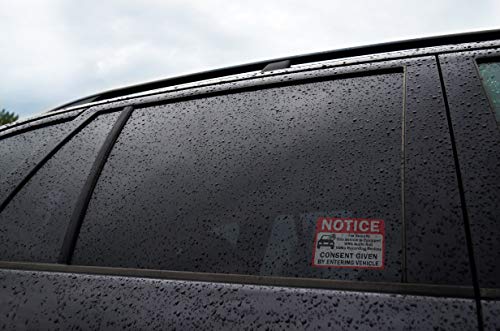Image of 6-Pack Double Sided 3.5 inchx2.5 inch- Notice Vehicle is Equipped With Audio And Video Recording Devices Consent By Entering Car Sticker-Double Sided Vinyl Decal, UV Protected, Waterproof, Indoor&Outdoor Use