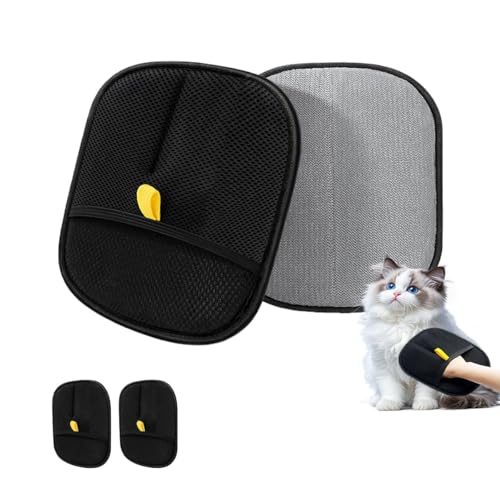 Image of Qpets Pet Hair Removal Gloves, Static-Enhanced Pet Hair Removal Mitt, Reusable Grooming Mitt Cleaning Glove for Furniture, Carpets, Car Seats & Gentle Massage for Dogs Cats (2Pcs, 23.5x18cm)