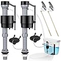 Teviora Universal Toilet Flusher Replacement Kit, Water-Saving & Height Adjustable Fill Valve, 2-Inch Flapper, Toilet Handle Lever, Quiet & Anti-Siphon Toilet Repair Kit Inside Tank (Black, 2-Pack)