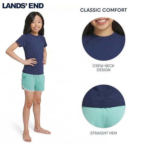 Image of Lands' End Girls' Swim UPF 50+ Short Sleeve Sun Tee Rash Guard Shirt