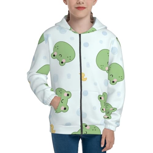 Kawaii Frogs Kid Hoodies Boys Zip Up Sweatshirts Girls Pullover with Pocket3