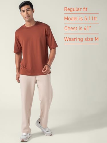 Image of DAMENSCH Statement Solid Oversized T Shirt for Men, Heavyweight, Anti-Pilling, Stylish, Relaxed Fit T Shirt for Men Cotton