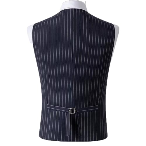 Men's Pinstripe Suit Vest Summer Casual Stripes Formal Tuxedo Vest Slim Fit Wedding Business Waistcoat with Pocket3