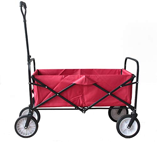 Goutime Chariot de Courses Pliable pour Chariot de Transport d'extérieur avec Pieds en Gel Convient pour Tous Les terrains,rouge