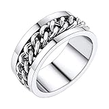 PROSTEEL Spinner Ring for Women Teens Boys Silver Tone Stainless Steel Eboy Jewelry Anxiety Spiner Pinky Ring