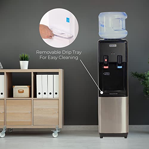 Igloo Top Loading Water Cooler – Hot & Cold Dispenser – Black & Stainless Steel, Holds 3 & 5 Gallon Jugs, Child Safety Lock – for Homes, Kitchens, Offices, Dorms